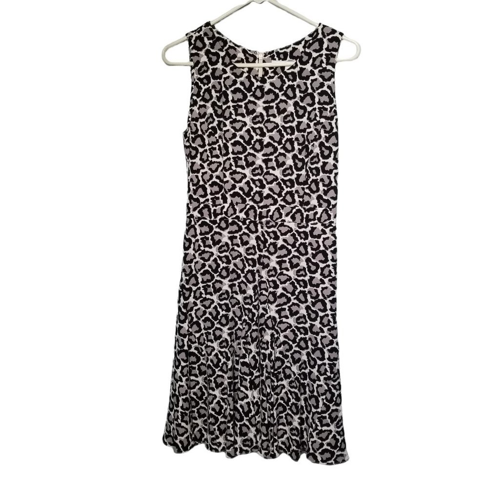 Diane Von Furstenberg DVF Black Gray Sleeveless Cheetah Animal Print Dress Sz 6 - Picture 1 of 7